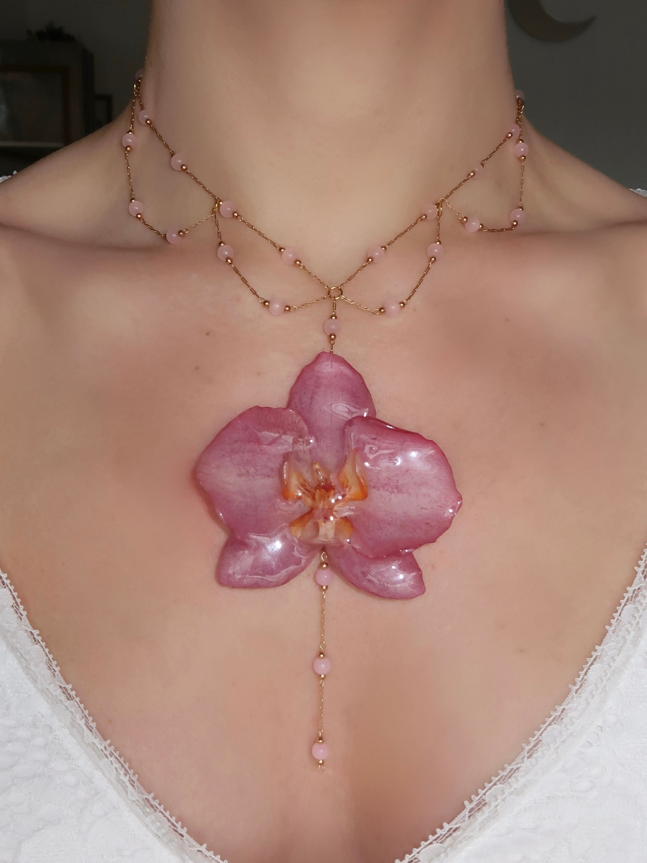 Rosy Orchid Necklace
