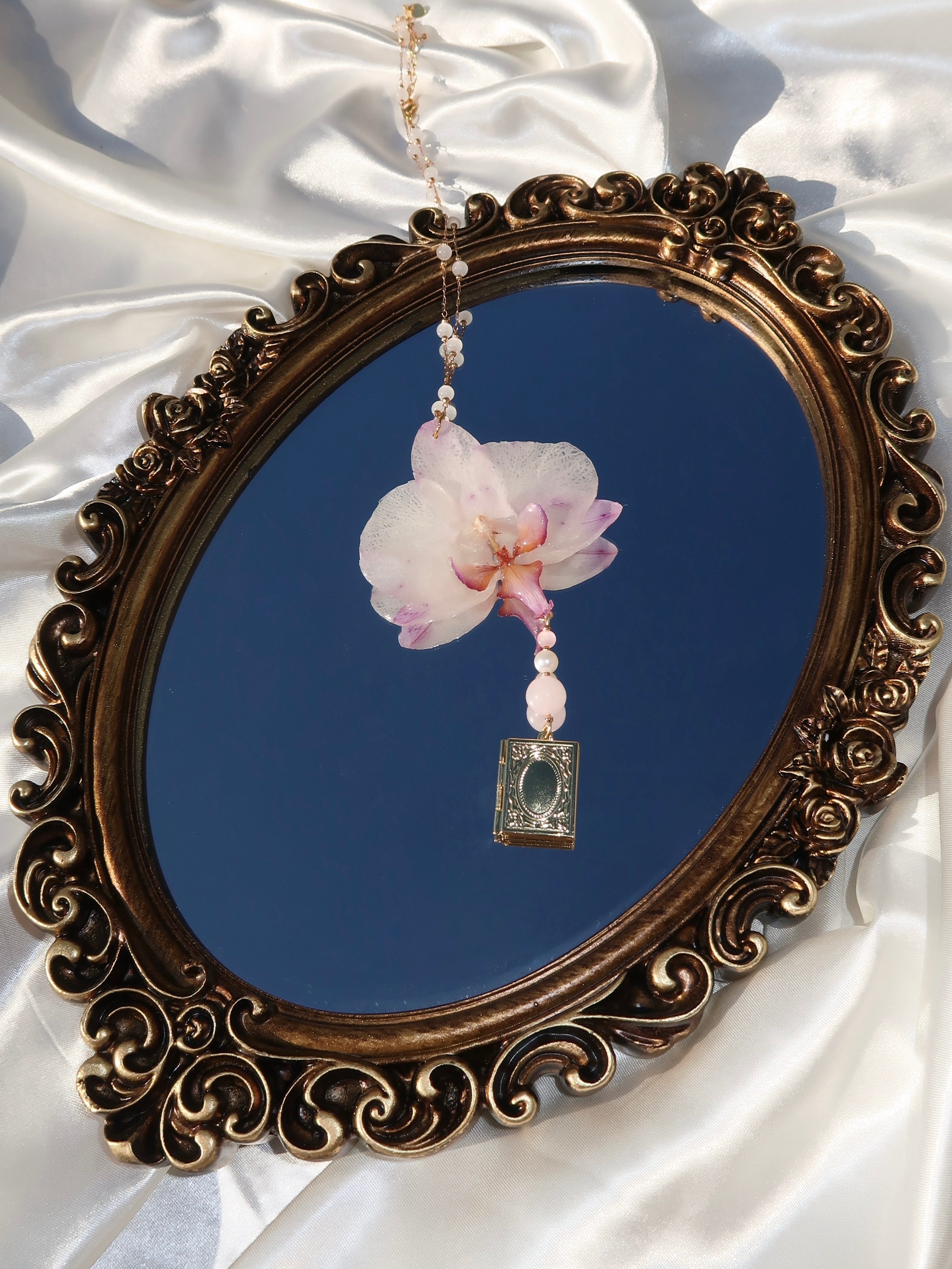 Orchid Book Locket Necklace