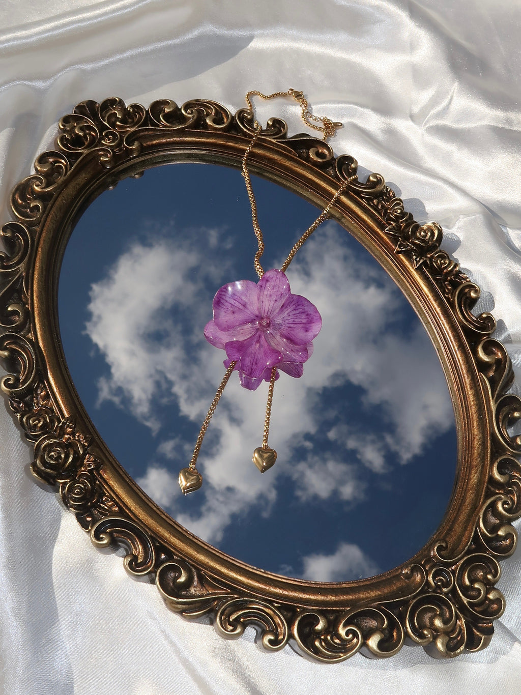 Pulling at My Heartstrings Orchid Necklace