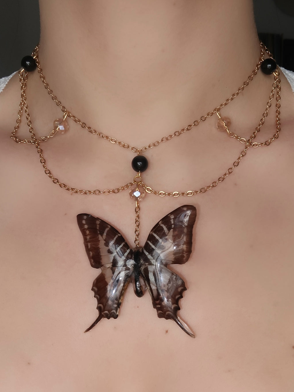 Golden Shadow Butterfly Necklace