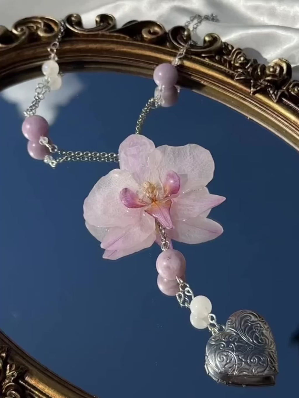 Orchid Heart Locket Necklace