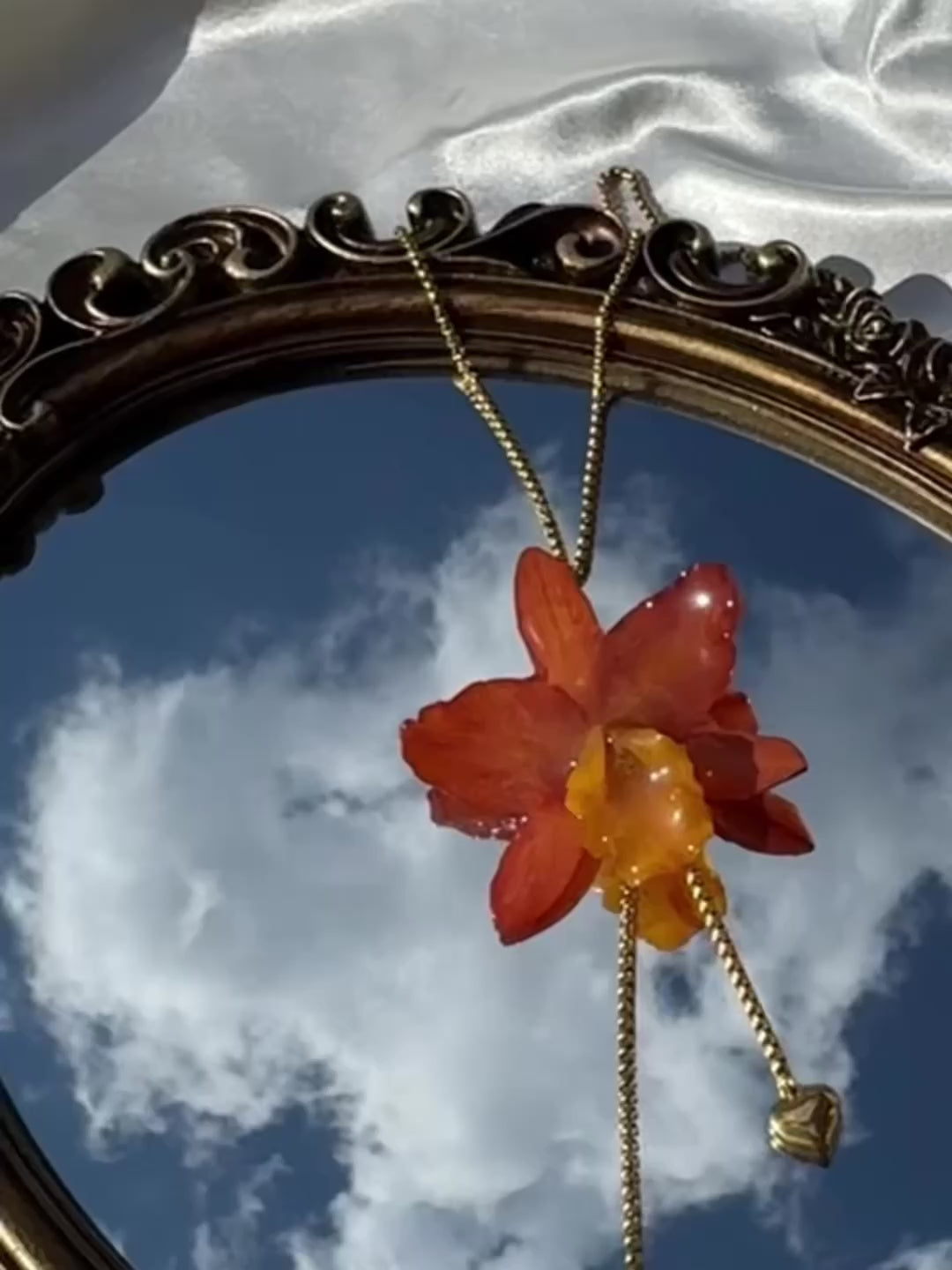 Pulling at My Heartstrings Orchid Necklace