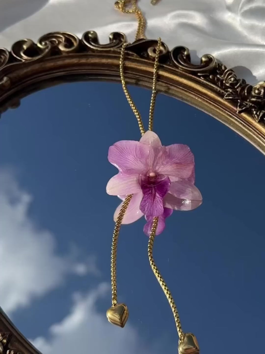 Pulling at My Heartstrings Orchid Necklace