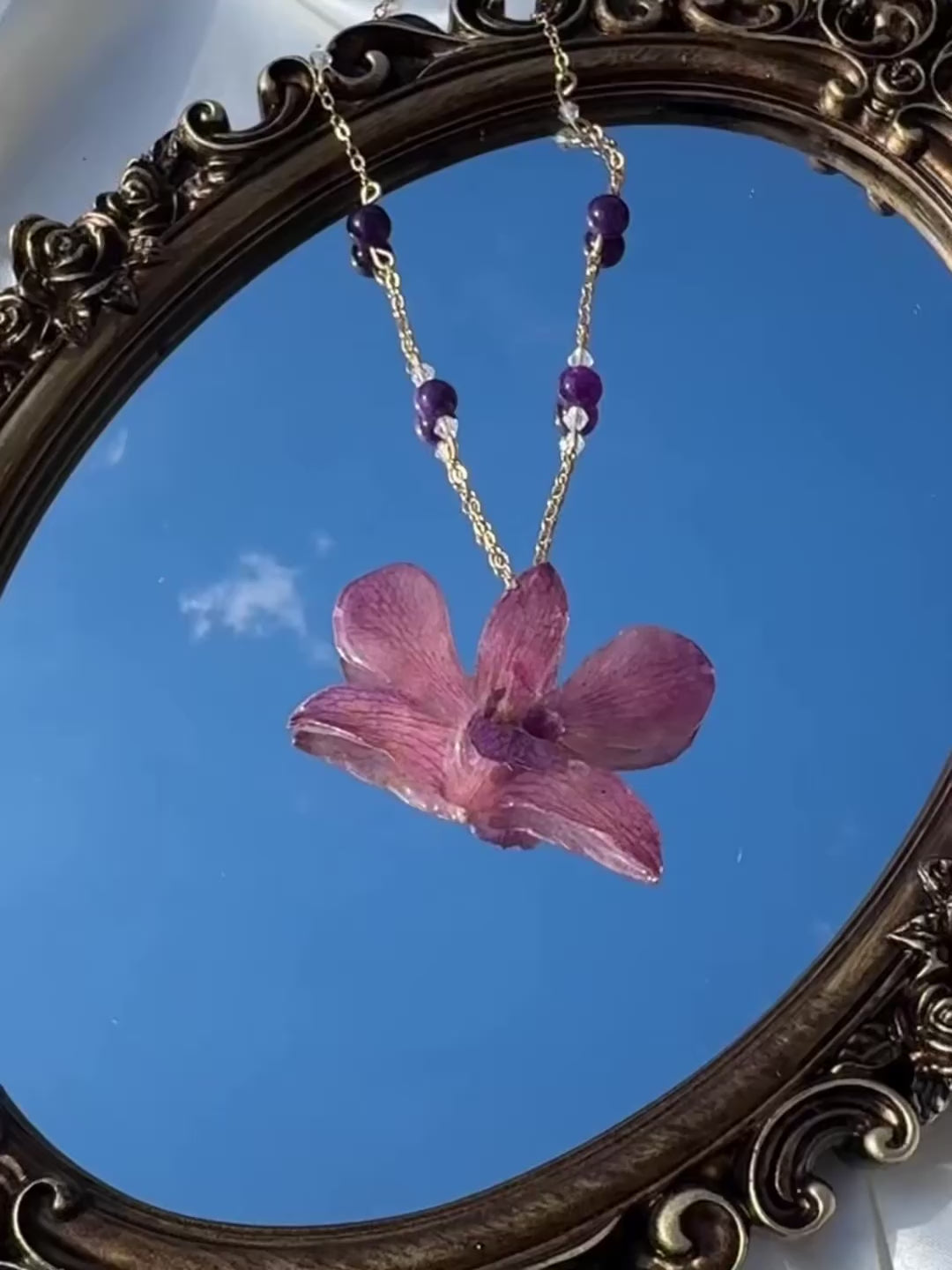 Plum Petal Orchid Necklace